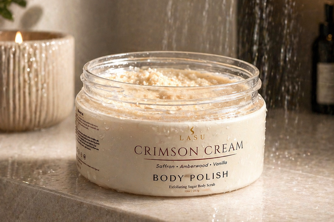 Crimson Cream Body Polish | Exfoliating Whipped Shea & Baobab Sugar Body Scrub