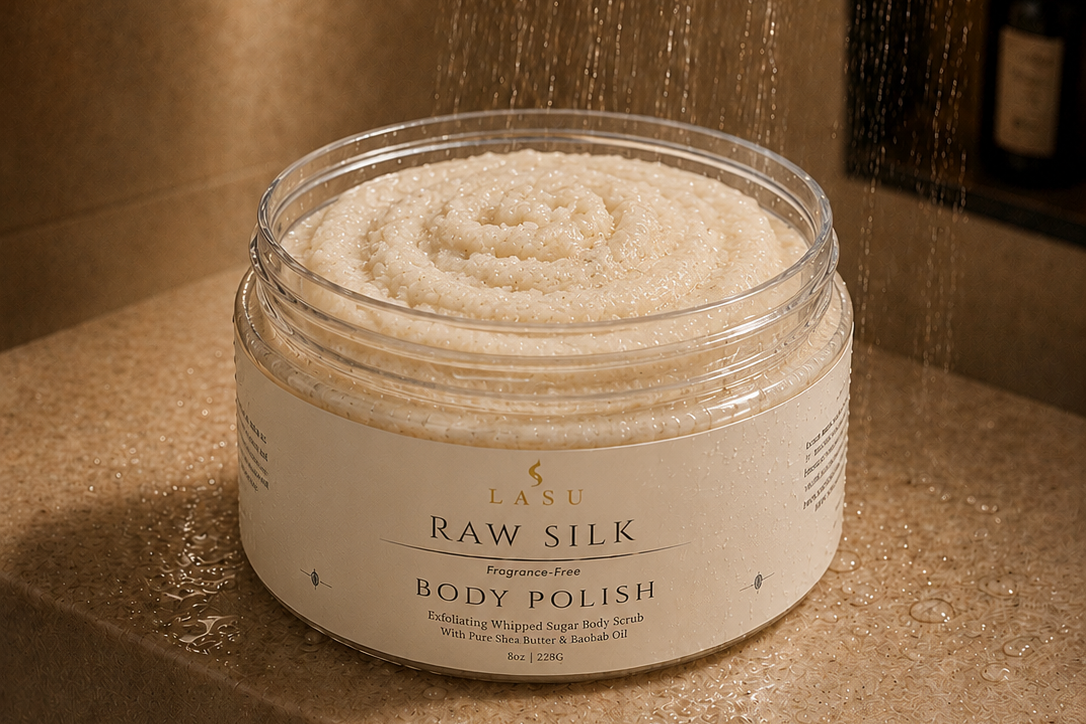 Raw Silk Body Polish | Exfoliating Whipped Shea & Baobab Sugar Body Scrub