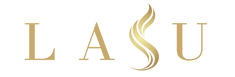 Gold logo with 'LASU' and tagline 'Luxury That Lingers' on a white background